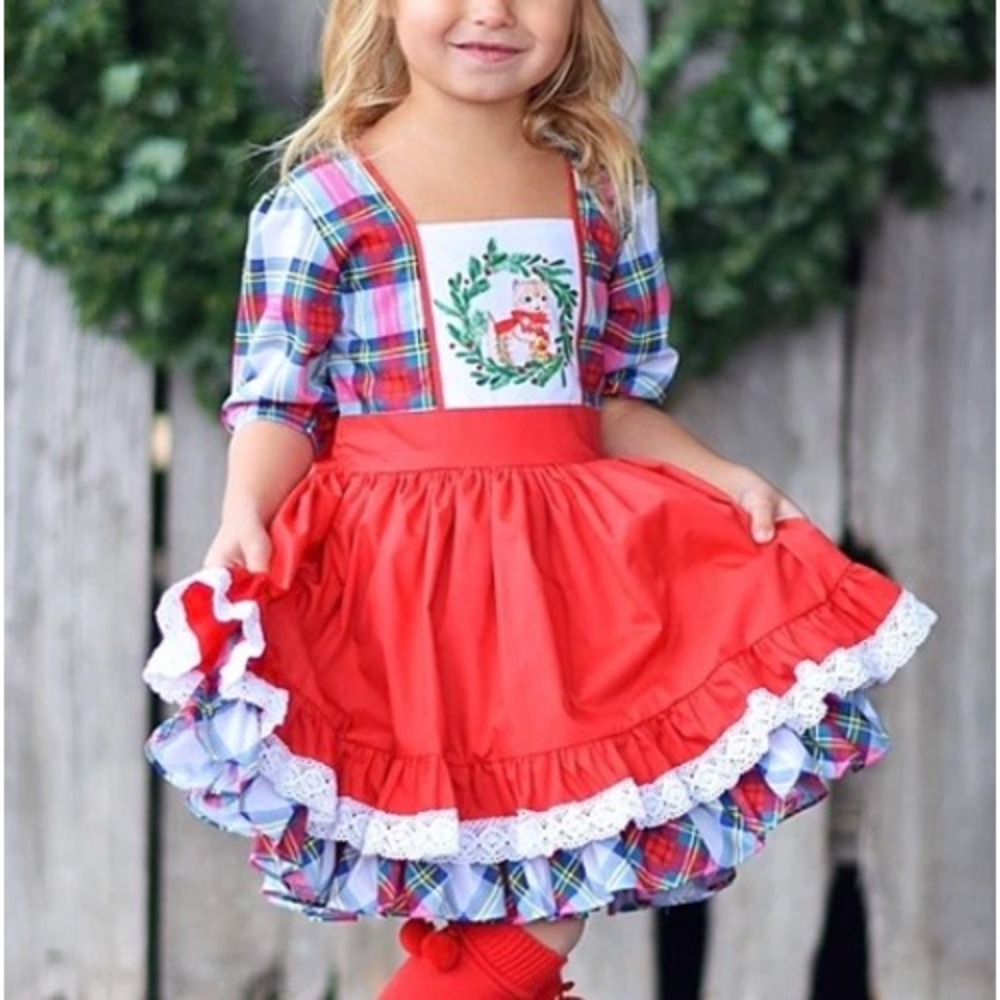 Be Girl Clothing Red Plaid Christmas‎ Pinafore Dress 3T
